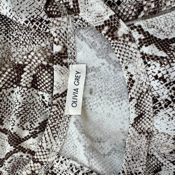 Olivia Grey Halter Neck Snakeskin Print Neutral Tone Tank Top Blouse Size Medium - Picture 7 of 8